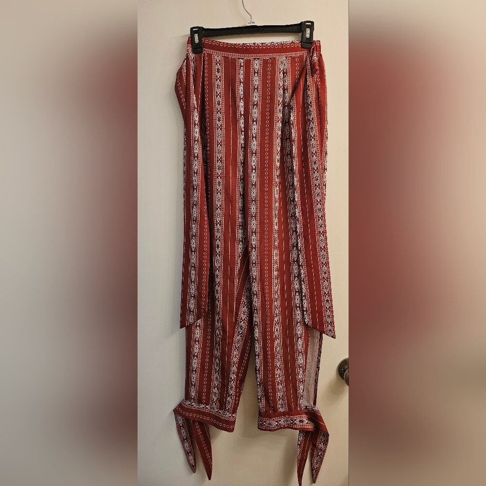 Red and White Striped Patterned Pants